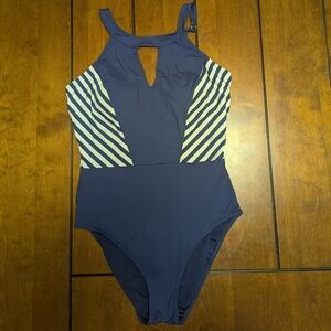 La Vie En Rose Navy and White Striped One Piece Swimsuit
